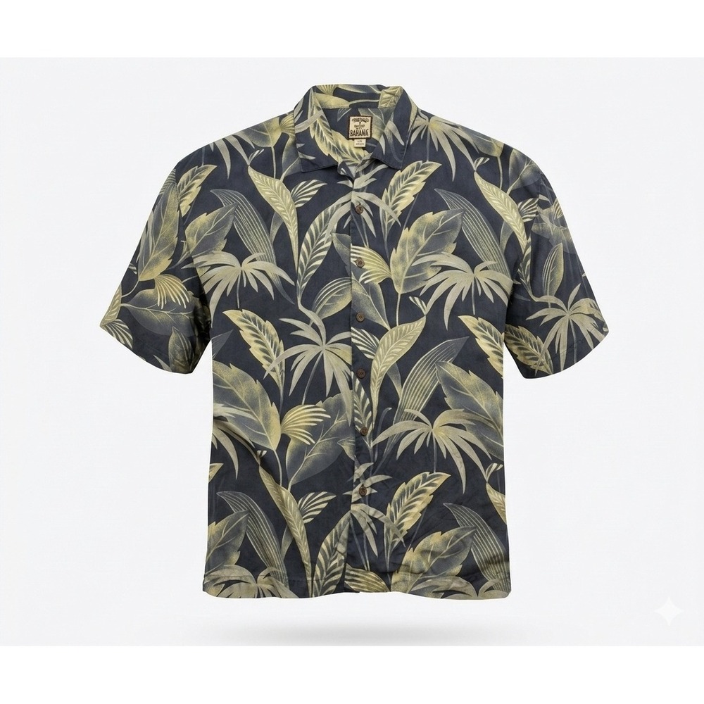 Tommy Bahama Men's Vintage Silk Black & Tan Floral Button Up Shirt. Size 2XL